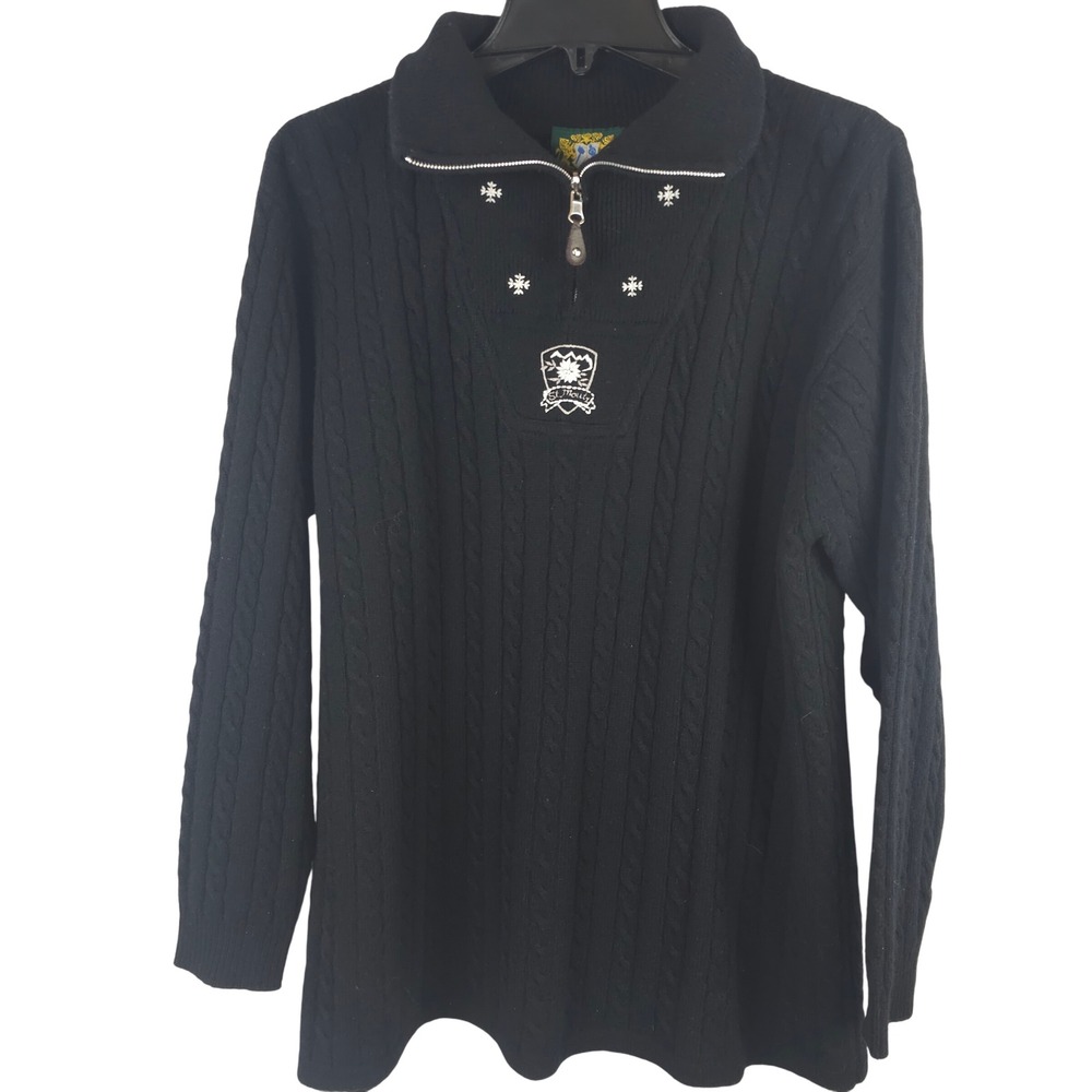 Hammerschmid St.Moutz‎ Womens M Black Knit Sweater Folk Alpine Austrian